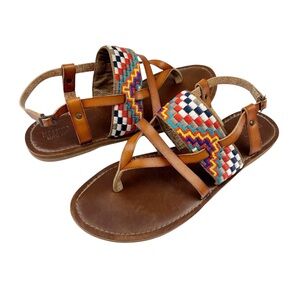 Mossimo Embroidered Ankle Strap Brown Sandals Size 8.5